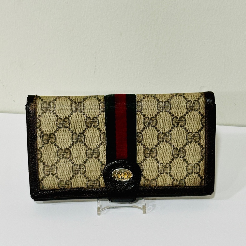 Gucci Beige and Brown Wallet with Red and Green Stripe - Picture 13 of 15